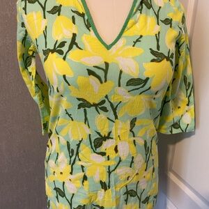 J. Crew Yellow and Green Floral Blouse